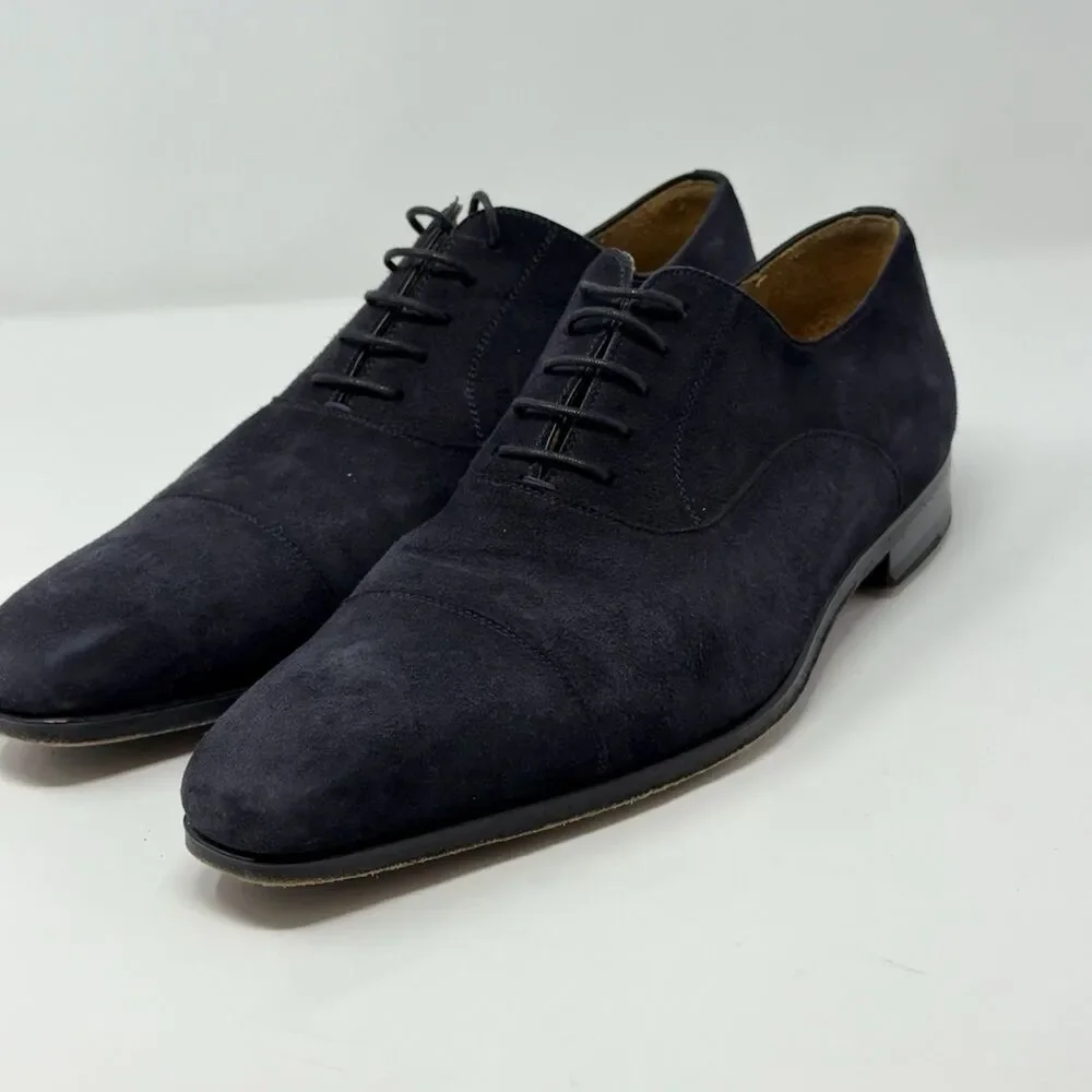 Blue Sole Vero Cuoio Oxford Shoes Men's Blue Suede 10.5M Wingtip Made in Spain